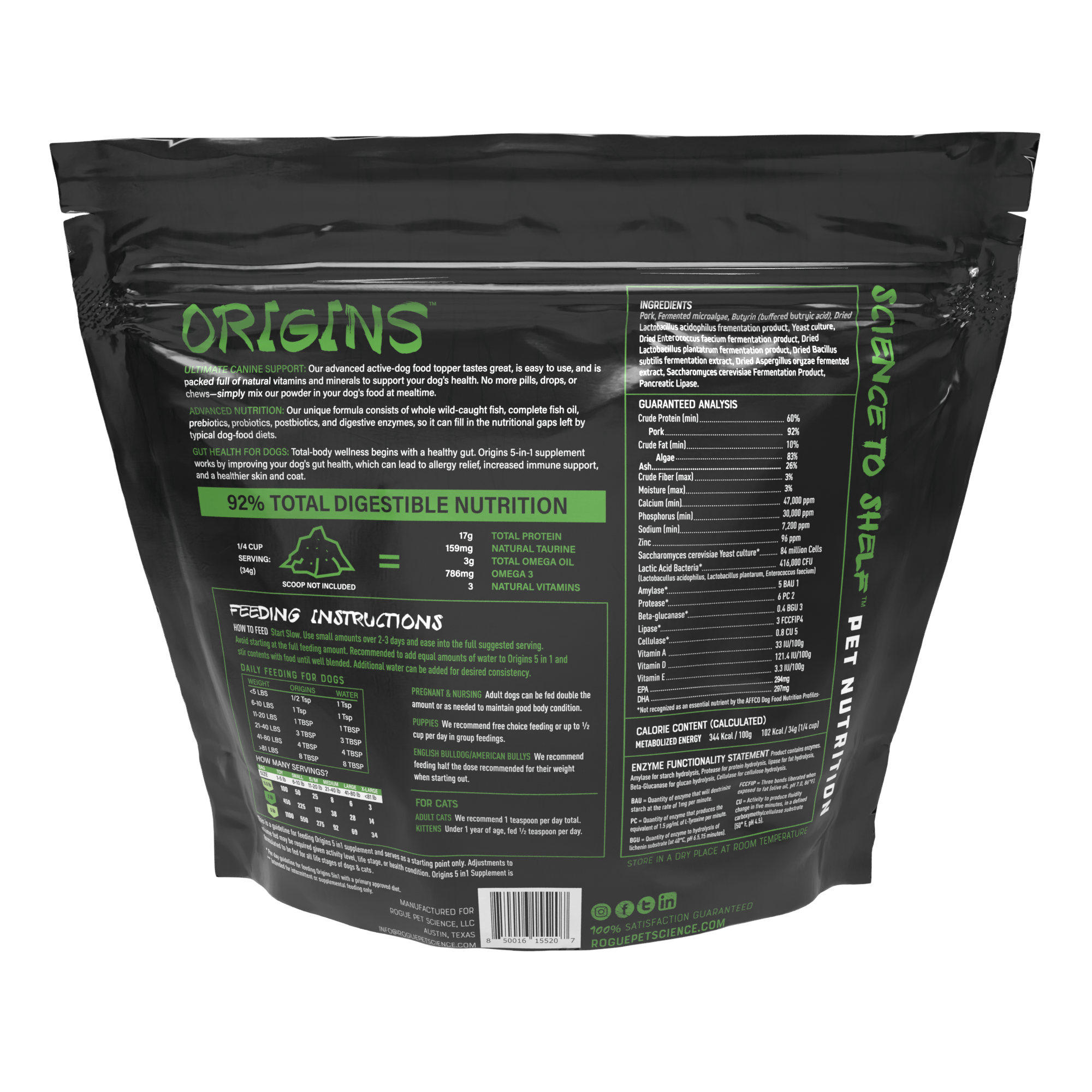 Pork-Origins 5-in-1 Dog Supplement, Powdered Food Topper for: 2lb