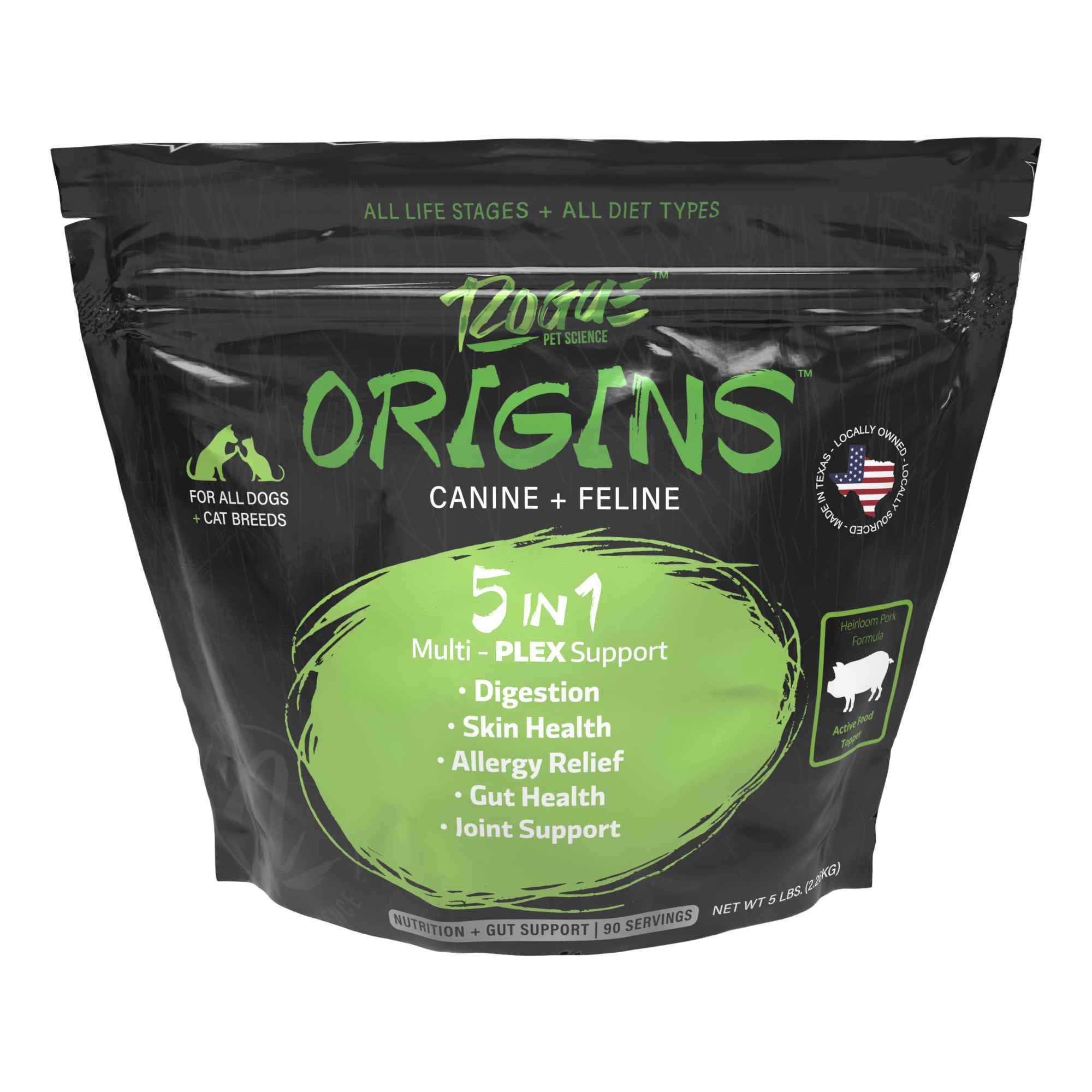Pork-Origins 5-in-1 Dog Supplement, Powdered Food Topper for: 2lb