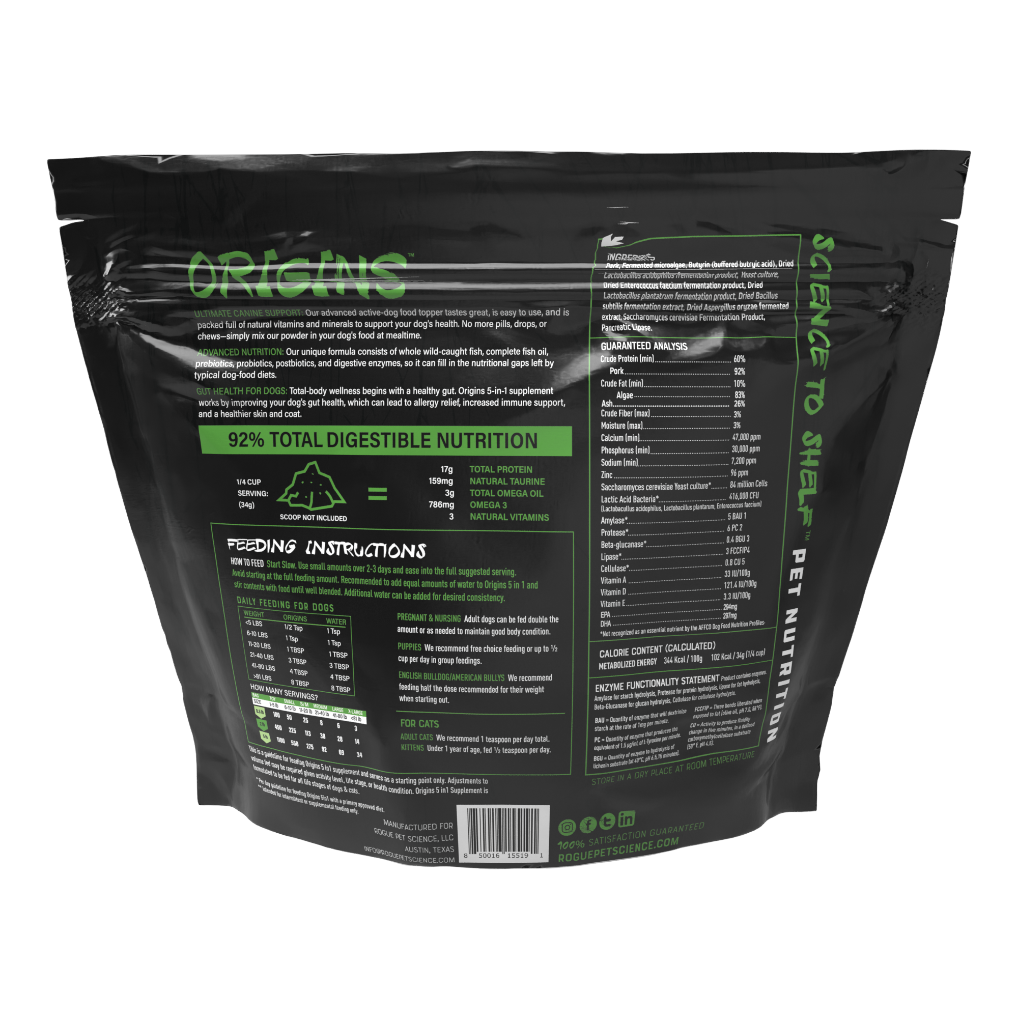 Pork-Origins 5-in-1 Dog Supplement, Powdered Food Topper for: .5lb