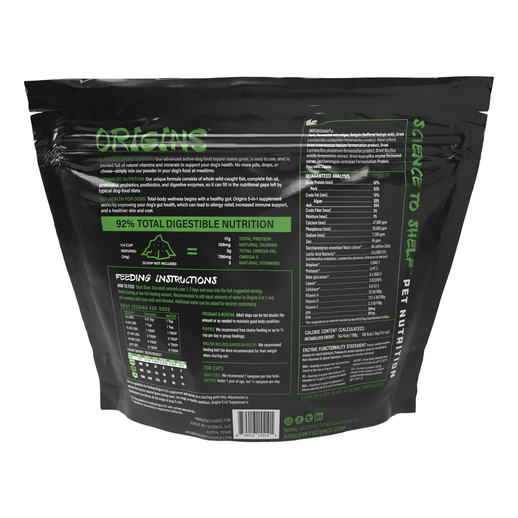 Pork-Origins 5-in-1 Dog Supplement, Powdered Food Topper for: 2lb