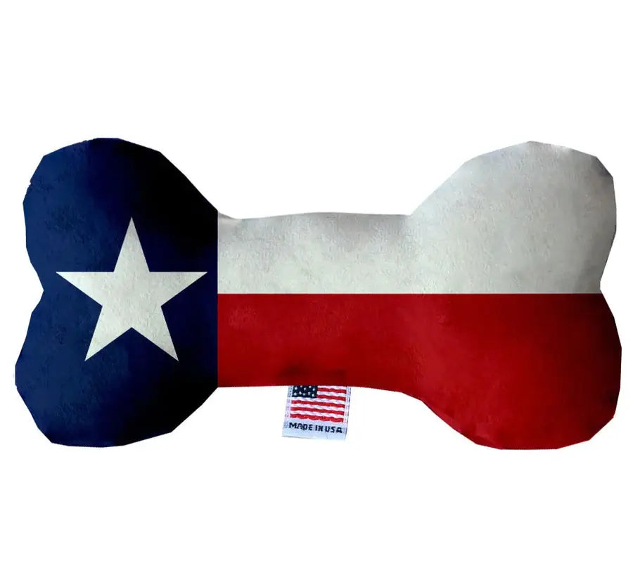 Texas State Flag Bone Dog Toy: Plush / Bone / 6"