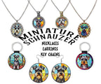 Miniature Schnauzer Jewelry - Stained Glass Style Necklaces, Earrings and more!: Option #11 / Round Keychain