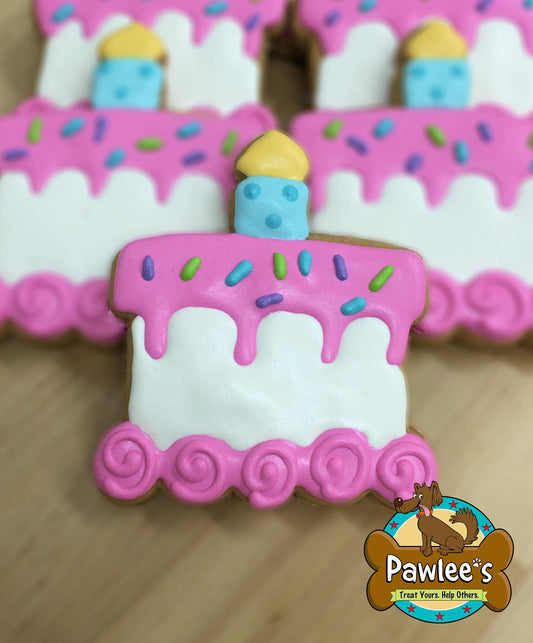 Barkday Cake with Candle Cookie Pink 4/Pack: Unwrapped