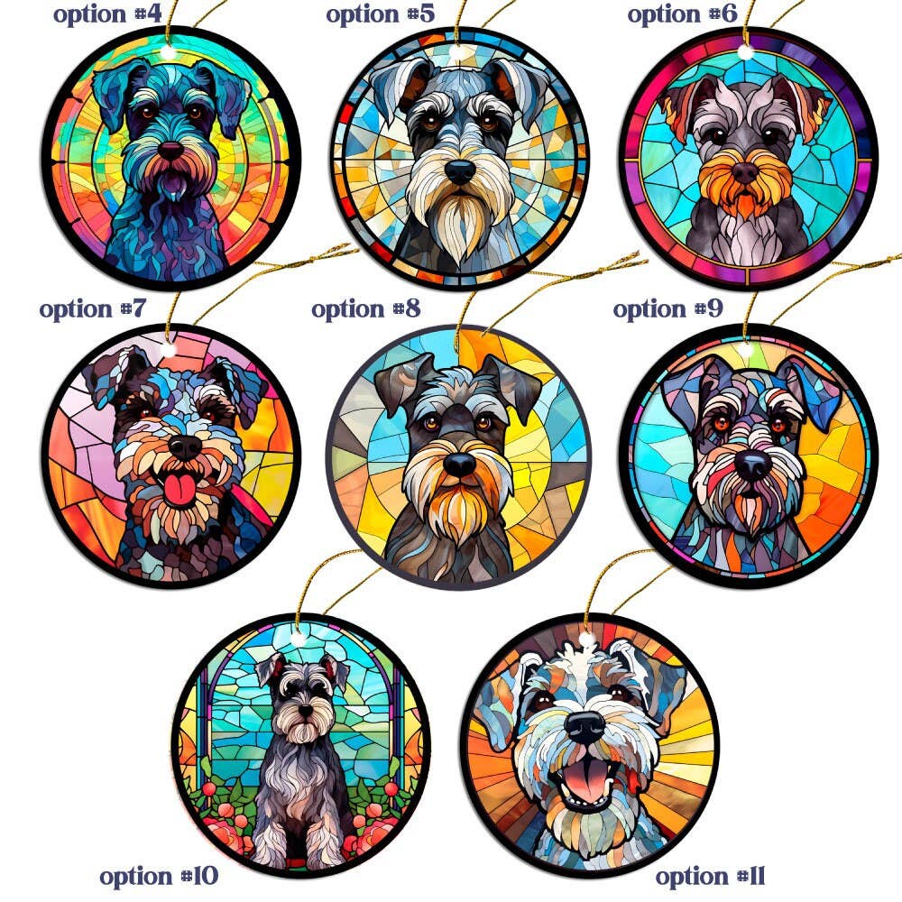 Miniature Schnauzer Jewelry - Stained Glass Style Necklaces, Earrings and more!: Option #11 / Round Keychain