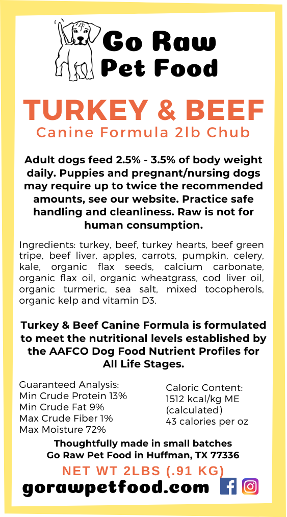 Turkey & Beef Raw Chubs