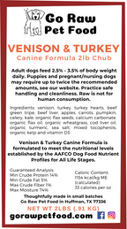 Venison & Turkey Raw Chubs