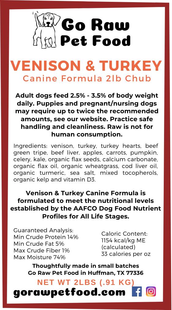 Venison & Turkey Raw Chubs