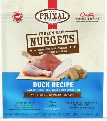 Primal Dog Duck,Turkey & Fish Raw Frozen Nuggets