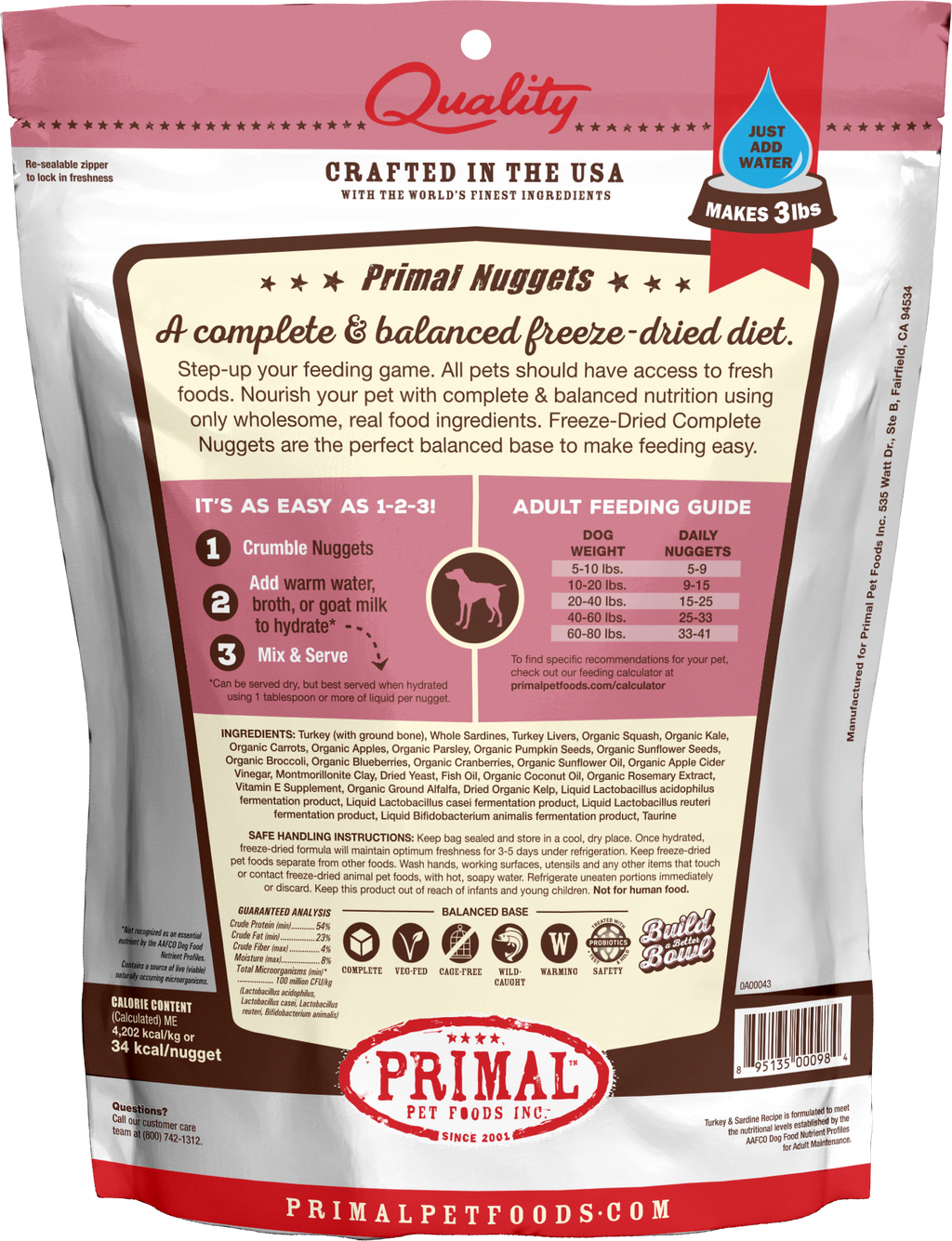 Canine Freeze Dried Nuggets (Turkey & Sardine)