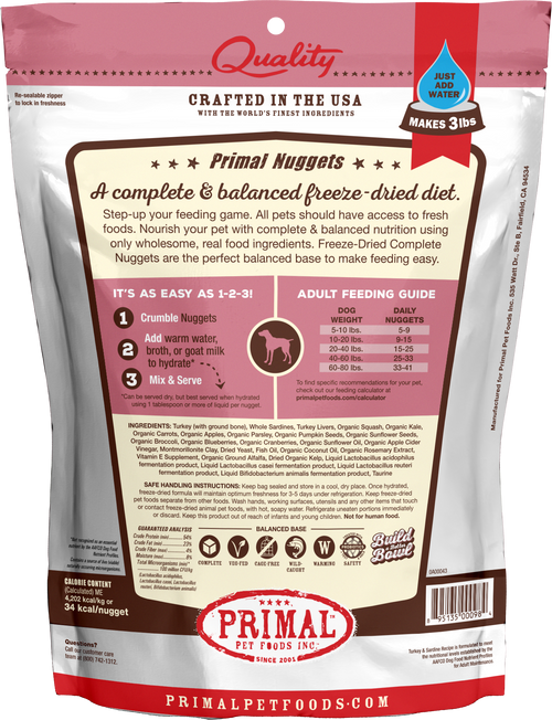 Canine Freeze Dried Nuggets (Turkey & Sardine)