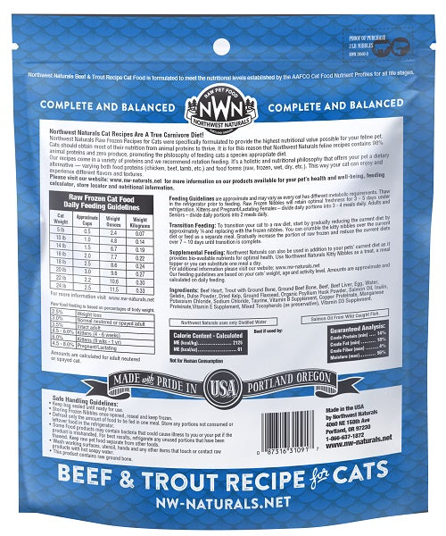 NW Naturals Raw Beef & Trout Recipe  cat
