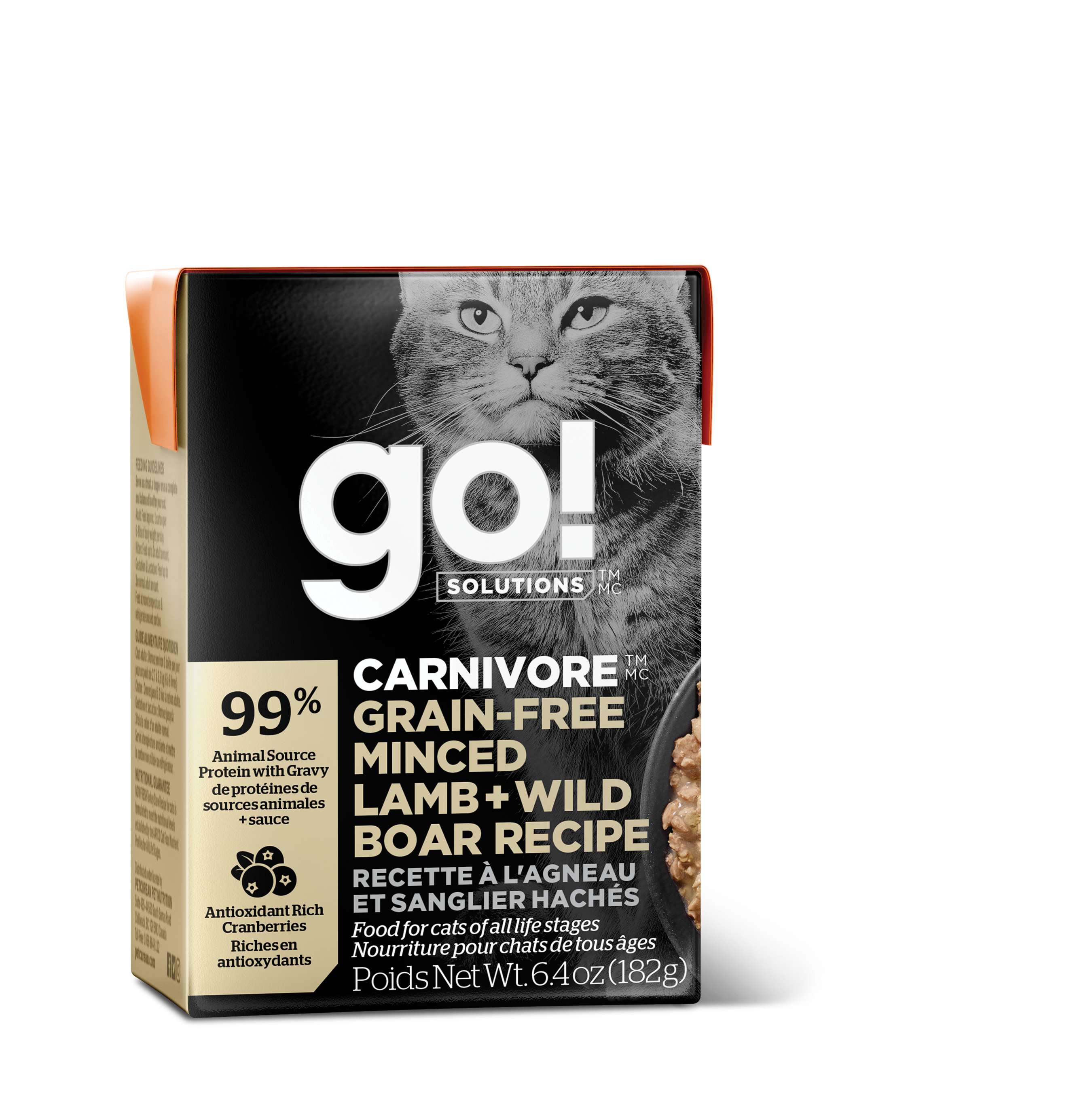 GO! CARNIVORE Grain Free Minced Lamb + Wild Boar Recipe for Cats 