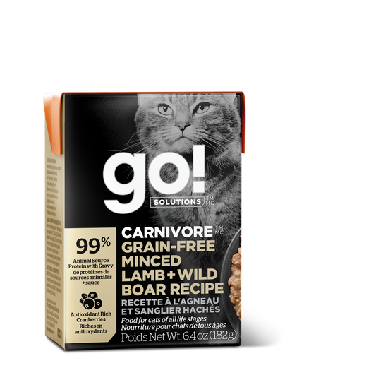 GO! CARNIVORE Grain Free Minced Lamb + Wild Boar Recipe for Cats 
