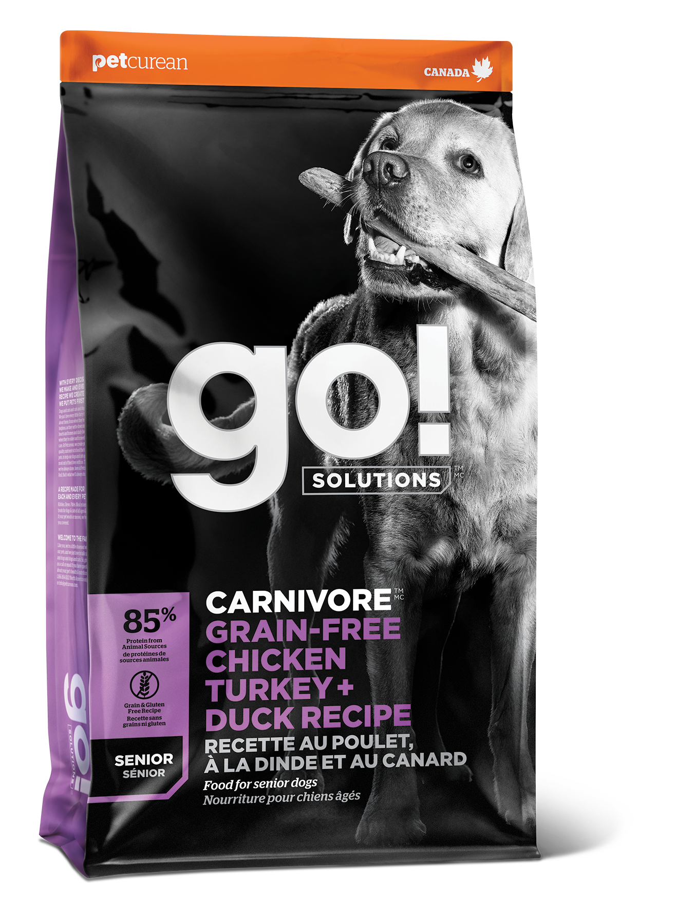 GO! CARNIVORE Grain Free Chicken, Turkey + Duck Senior Recipe for Dogs 