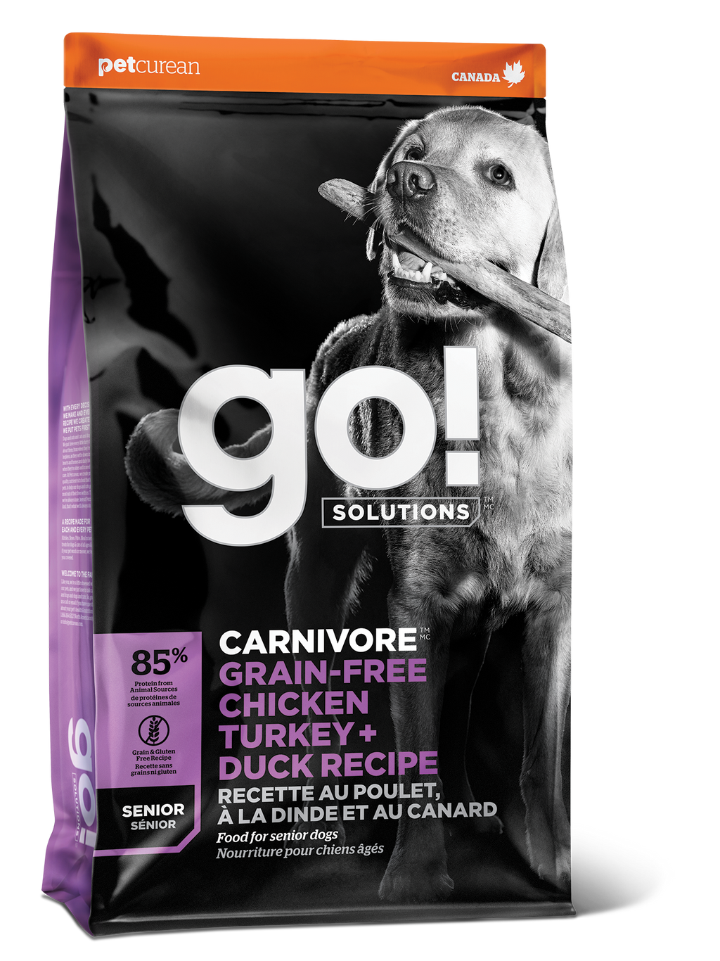 GO! CARNIVORE Grain Free Chicken, Turkey + Duck Senior Recipe for Dogs 