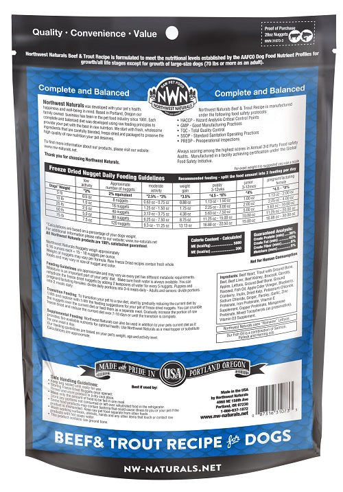 NW Naturals Freeze Dried Beef & Trout Recipe