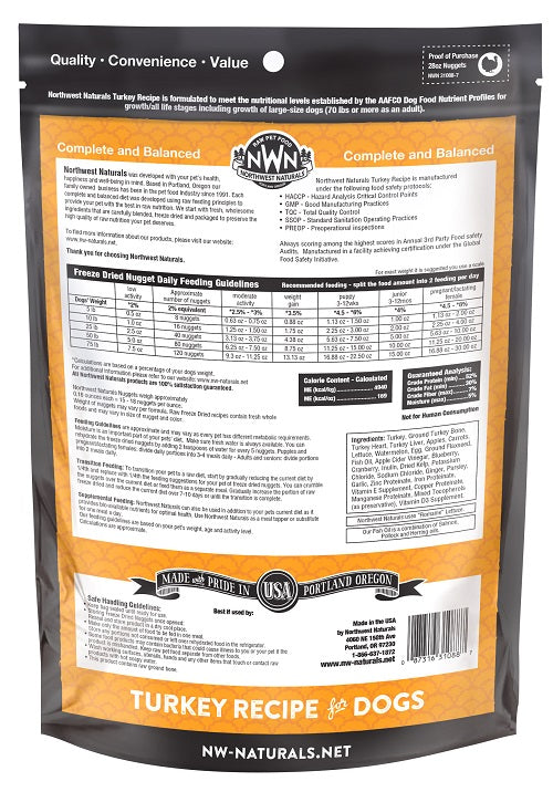 NW Naturals Freeze Dried Turkey Recipe lg Dog