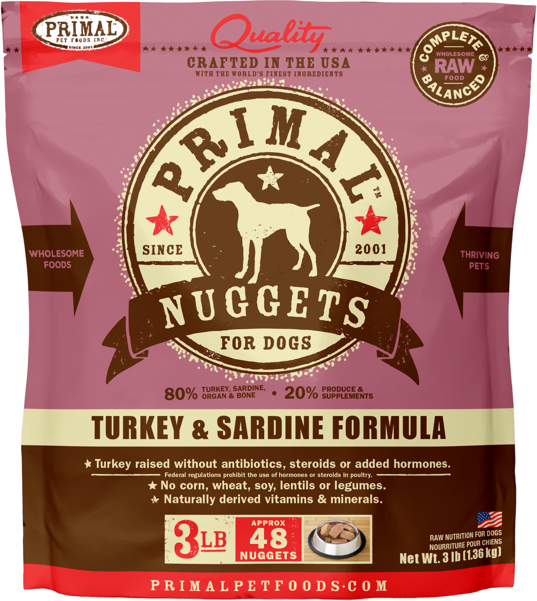 Canine Raw Frozen Nuggets (Turkey & Sardine)