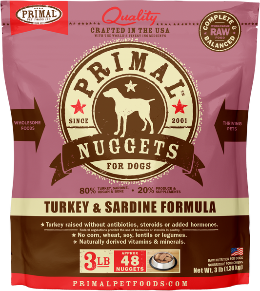 Canine Raw Frozen Nuggets (Turkey & Sardine)