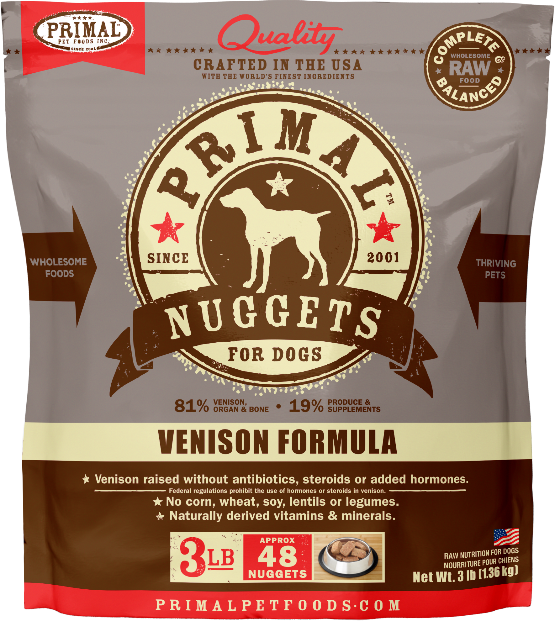 Canine Raw Frozen Nuggets (Venison) Dog