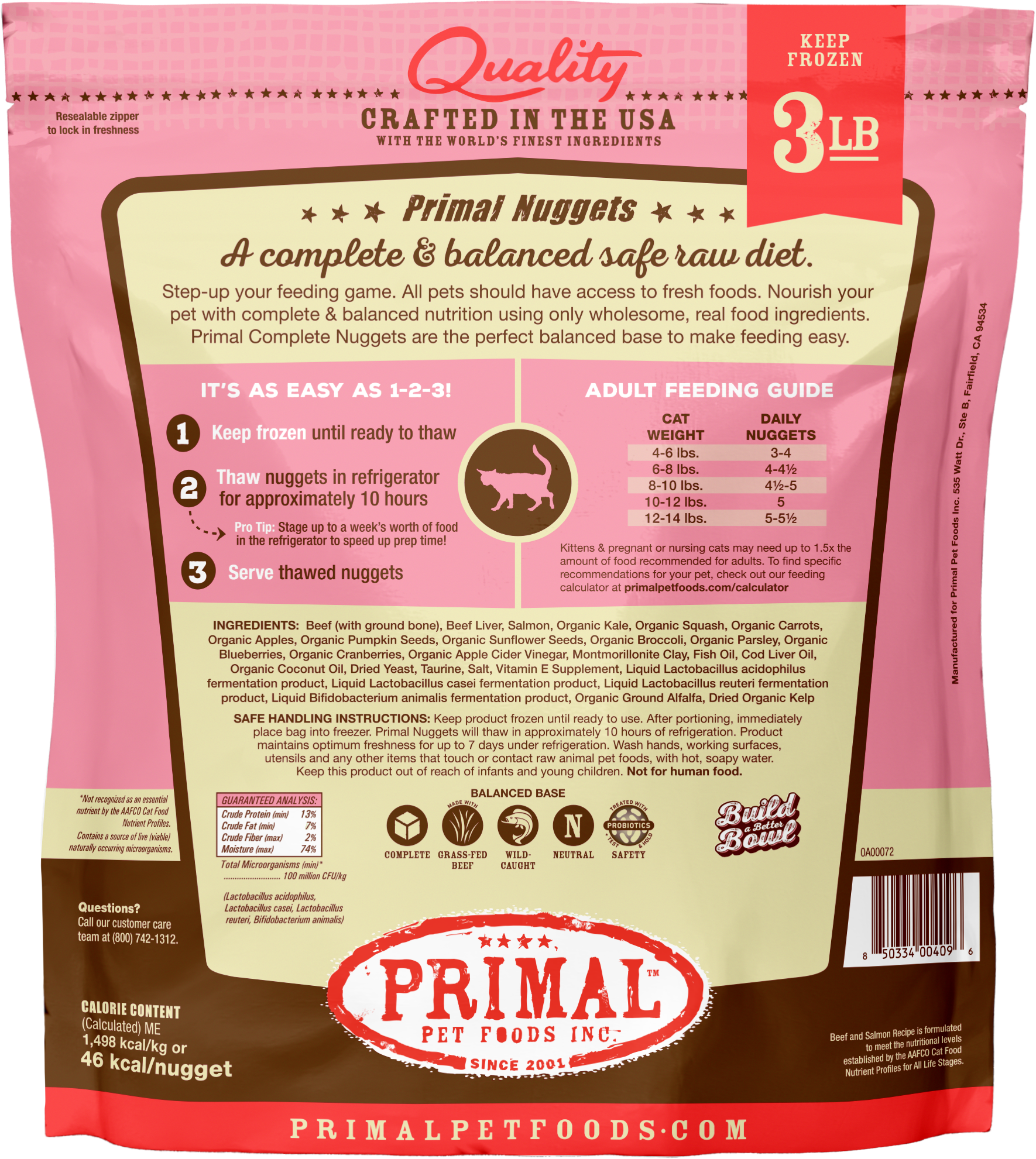 Feline Raw Frozen Nuggets (Beef & Salmon)