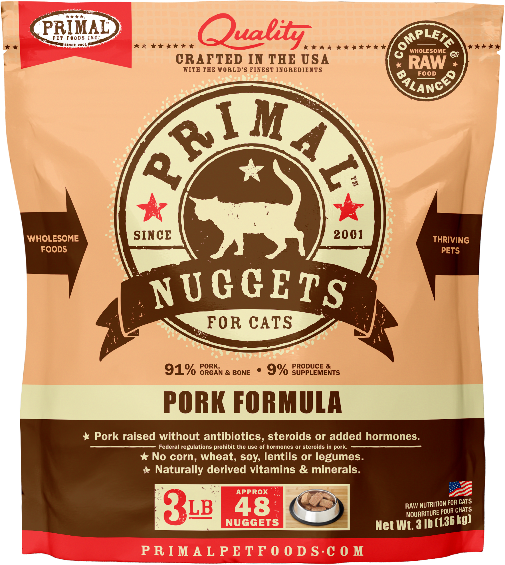 Feline Raw Frozen Nuggets (Pork) Cat