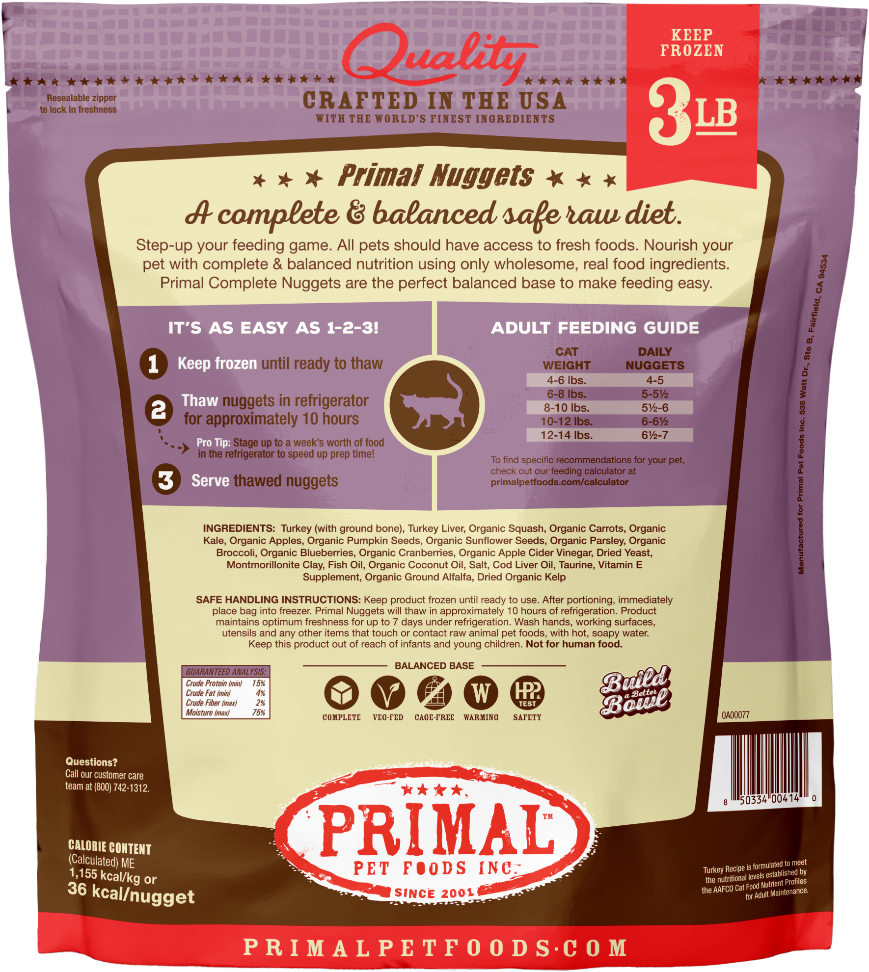 Feline Raw Frozen Nuggets (Turkey)