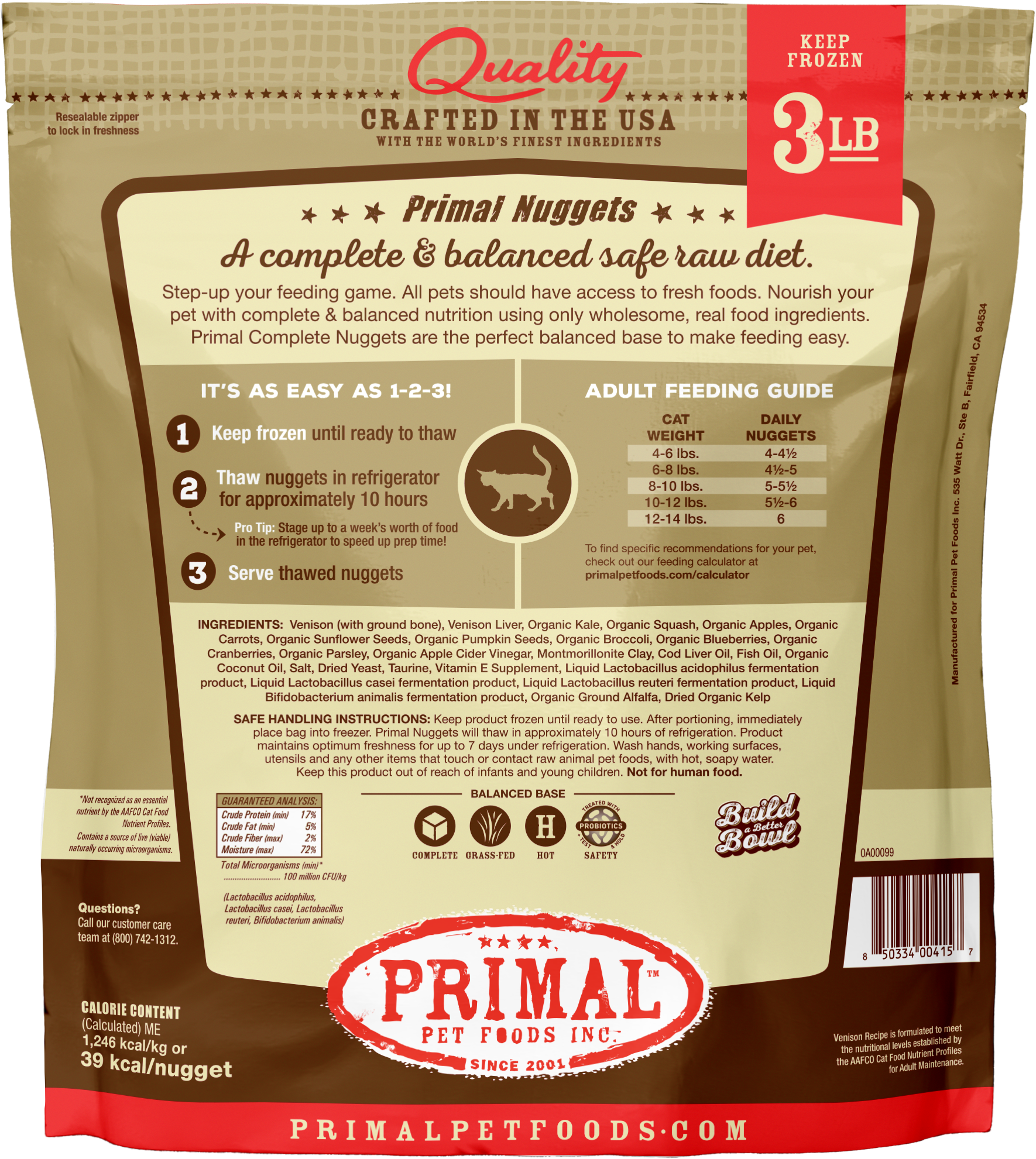 Feline Raw Frozen Nuggets (Venison)
