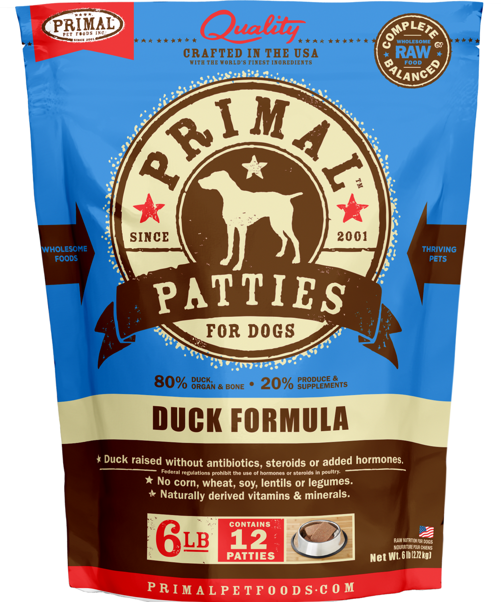 Primal Canine Duck, Turkey, Fish Raw Frozen Patties