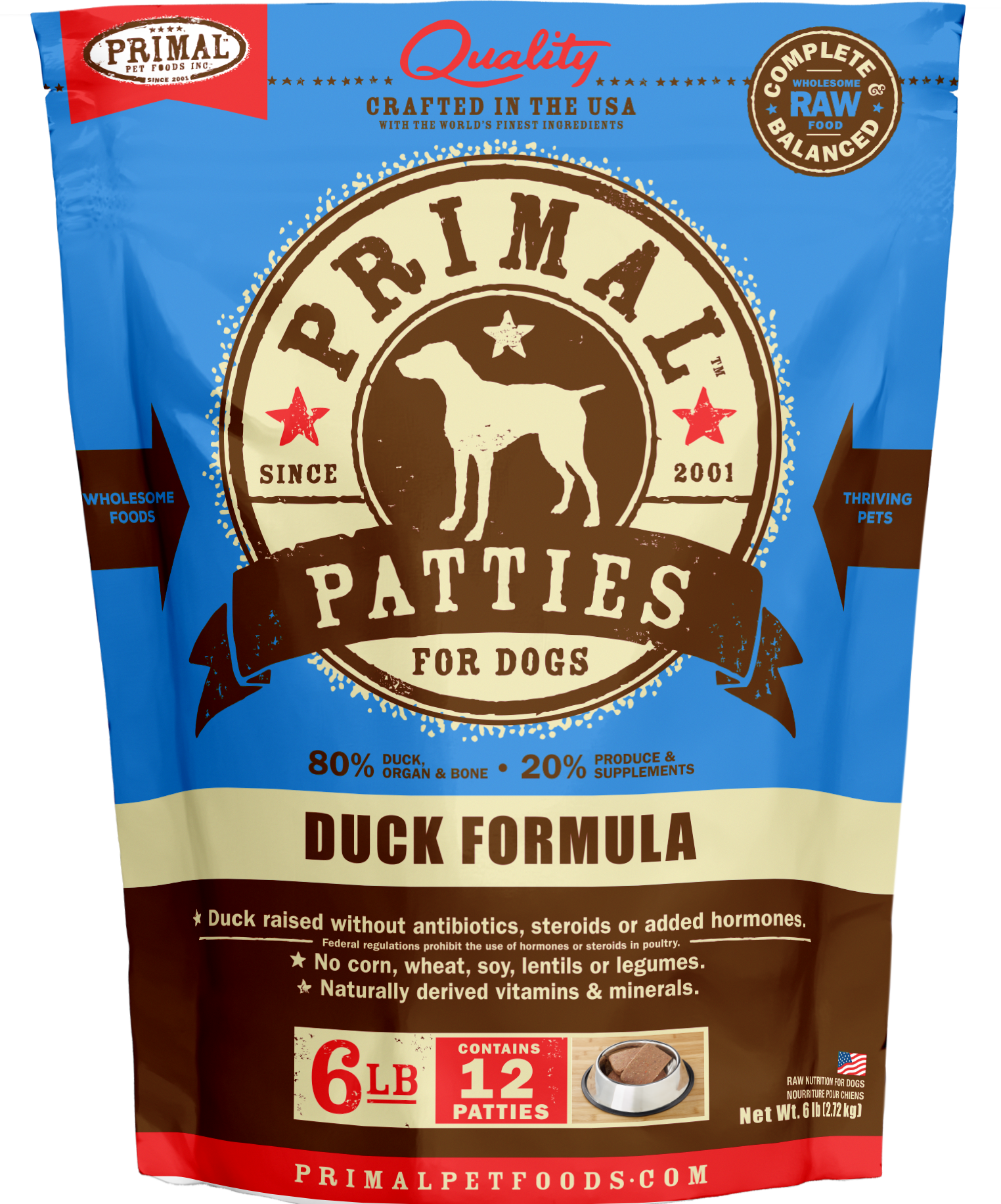Primal Canine Duck, Turkey, Fish Raw Frozen Patties