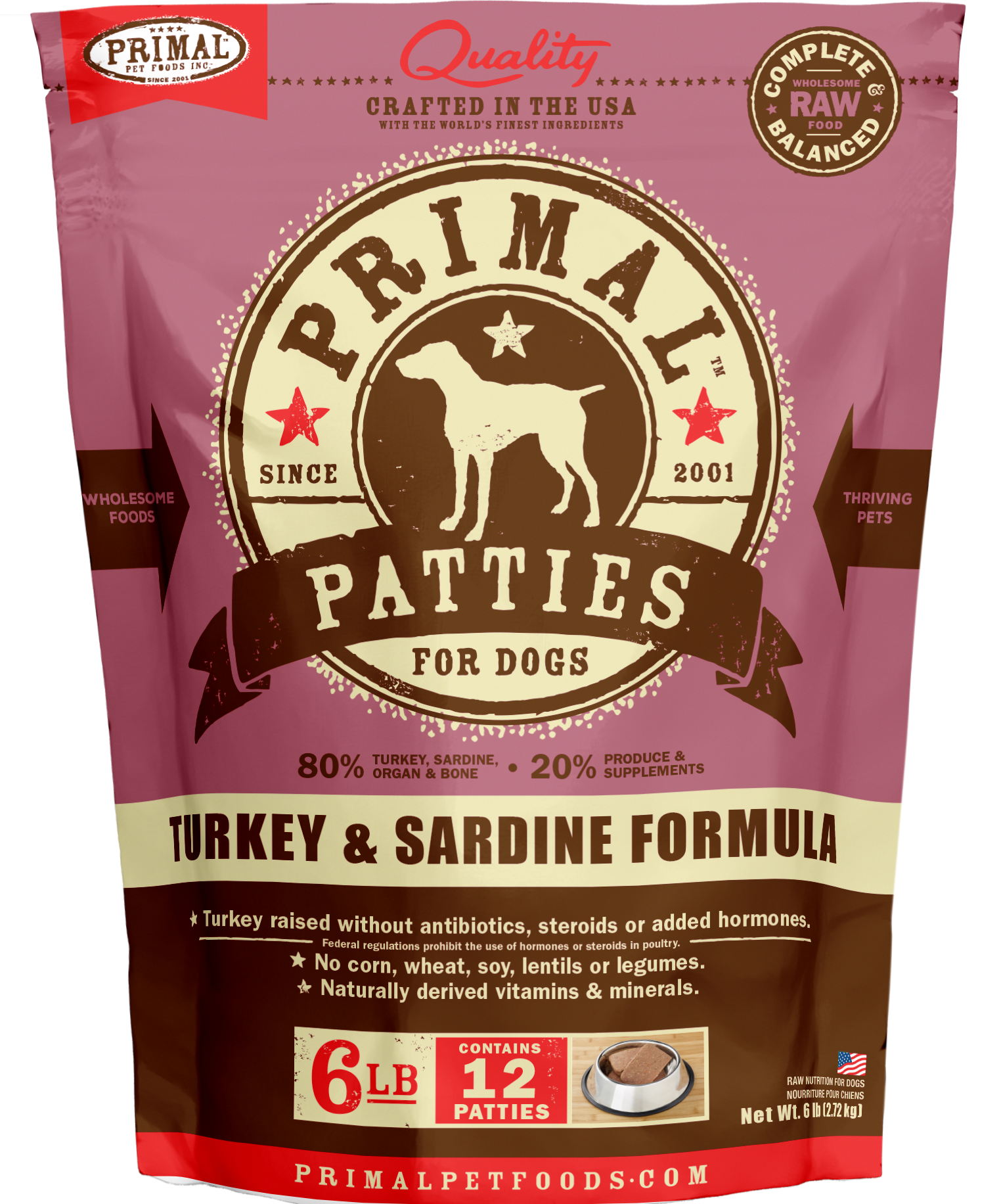 Canine Raw Frozen Patties (Turkey & Sardine)