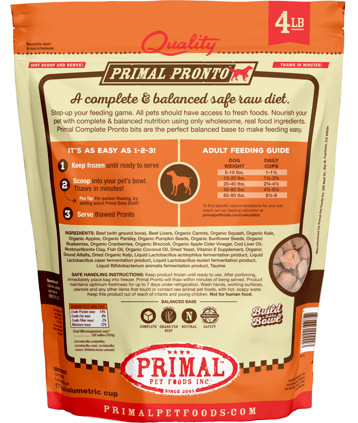 Canine Raw Frozen Pronto (Beef)