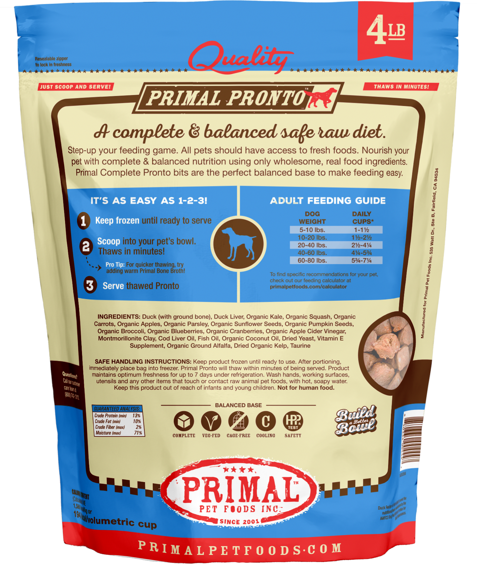 Primal Canine Duck Raw Frozen Pronto
