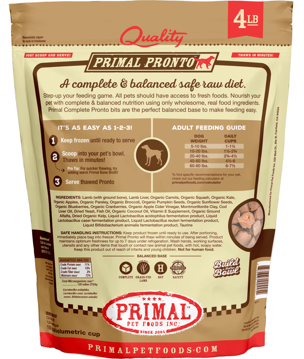 Canine Raw Frozen Pronto (Lamb)