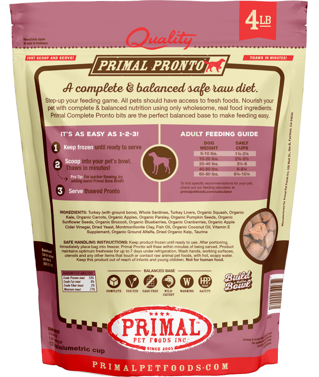 Canine Raw Frozen Pronto (Turkey & Sardine)