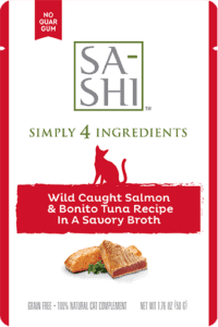 Sa-Shi Wild Caught Salmon & Bonito Tuna Cat Food Recipe in Savory Broth